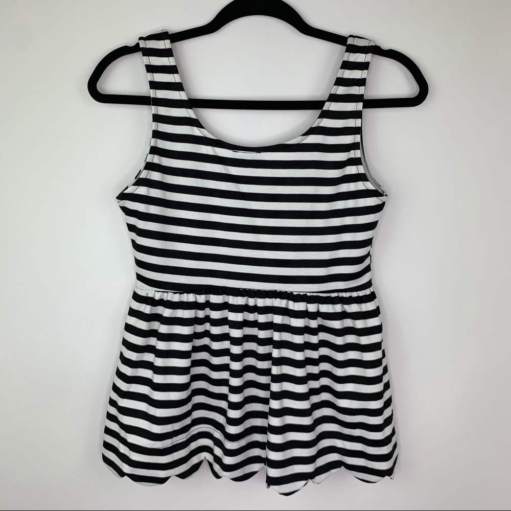 Lily Rose Peplum Scuba Striped Fit Flare Top Small - Picture 4 of 7